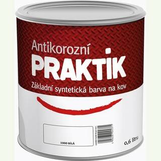 Barva Praktik syntetická základní antikorozní na kov bílá  – 0,6 l