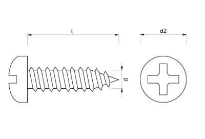 Šroub do plechu s půlkulatou hlavou 2,9 x 6,5 mm Zn