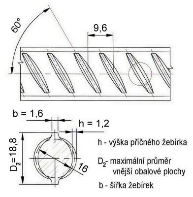 Betonářská ocel Ø 16 mm rovná – 6 m