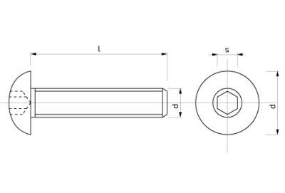 Šroub s půlkulatou hlavou na imbus 6 x 50 mm Zn 10.9